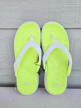 Under Armour Ignite Pro Marbella Sandals Flip Flop Women SZ 9 Green White